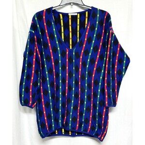 Vintage Joan Vass USA Oversized Sweater or Sweater Dress Geometric Multicolor